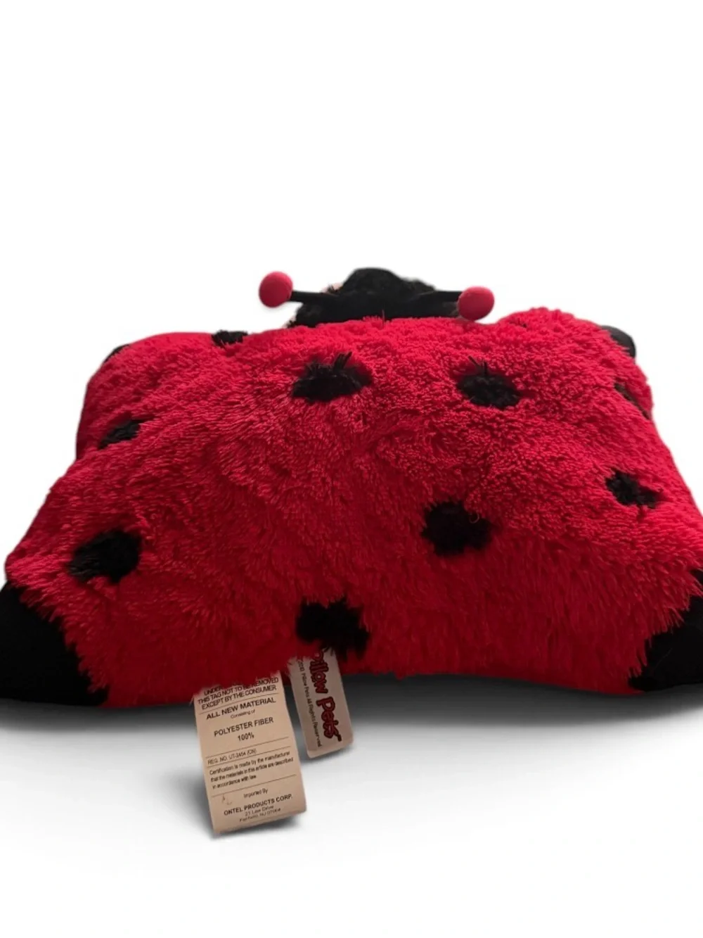 Pillow Pets Ms. Ladybug Plush Red Black Dotted Folding Stuffed Animal Large 18”